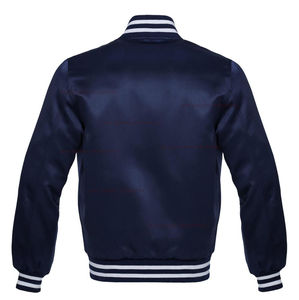 Veste universitaire pour homme avec logo personnalisé, col montant, broderie sur le devant, manches en soie/coton - Product Image 2