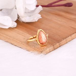 Anillo de Plata de Ley 925 Chapado en Oro Amarillo de Moda, Joyería Hecha a Mano, Anillo Elegante con Piedras Preciosas, Anillo de Piedra Solar Natural para Mujer - Product Image 2