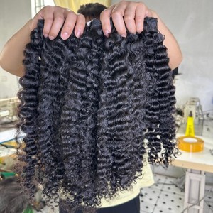 Raw Burmese Curly Unprocessed Human Hair Super Double Drawn Vietnamese Bundle Human Hair Extensions Cuticle Aligned Hair - Product Image 2