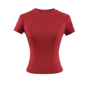 Camiseta de manga corta para mujer, ropa transpirable para mujer, Camisetas básicas ajustadas de verano, camisetas de algodón 2025, camisetas informales con cuello redondo para mujer - Product Image 4