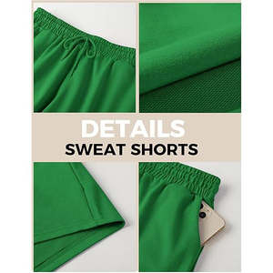 Service OEM, short de survêtement en molleton 100% coton, écologique, taille haute, cordon de serrage, logo personnalisé, design vintage uni, tendance pour femmes - Product Image 3