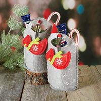 Offre Spéciale Cardinal Ornament Sacs de friandises en feutre de Noël-Lot de 5 sacs-cadeaux avec poignées pour les fêtes de fin d'année