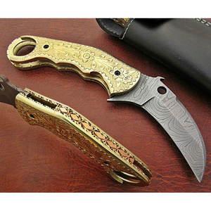 มีดพับเหล็กดามัสกัสเกรดอุตสาหกรรมทำด้วยมือมีดแกะสลักมือดีไซน์ไม้ใช้ในชีวิตประจำวันงานตามสั่ง - Product Image 2