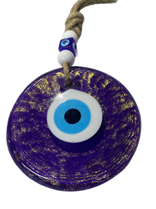 SNB0704 Charme mural œil turc en verre violet pailleté de 7 cm – Amulette Nazar turque faite à la main pour la décoration intérieure et la protection (Mascotte) - Product Image 3