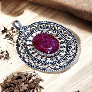 Magnifique pendentif en argent sterling 925 avec rubis et pierres précieuses Pendentifs fins en gros - Product Image 1