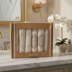 Juego de Toallas Faciales de Algodón Turco 100% MYT-EX, 6 Piezas en Caja, 50x70cm, Bordado con Encaje, 390 GSM, Lujosas, Hechas en Turquía, Personalizadas - Product Image 4