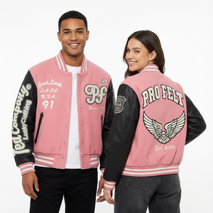 Chaqueta Universitaria de Invierno en Oferta, Color Sólido, Cuerpo de Lana, Mangas de Cuero PU, Chaqueta de Béisbol Estilo Letterman para Hombre - Product Image 2