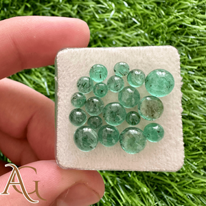Natural Emerald Zambian Round Cabochon Faceted Gemstone For Jewelry Making Loose Gemstone certified - Product Image 6