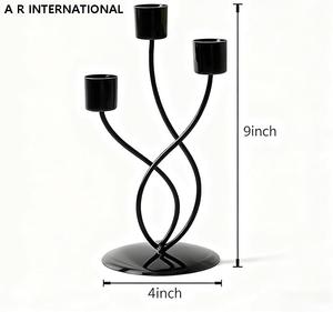 Stylish Eco-Friendly 3-Arm Metal Wire Candle Holders for <b>Valentines</b> Day & Christmas <b>Decorative</b> Iron Candlestick Holder - Product Image 3
