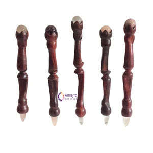 Bâton de guérison en bois de rose avec pierres précieuses, nouveau design, vente en gros de baguettes en agate, à acheter chez Amayra Crystals Exports - Product Image 1