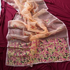 Organza de fiesta con Bordado de hilo Sari Fabricante y proveedor de Surat a tarifa completa de Surat - Product Image 1