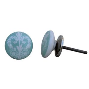 Wholesale Ceramic <b>Wardrobe</b> Knobs Green Vintage Pulls Floral Decorative Drawer Single Hole Cabinet 3.81 cm CK-1132 - Product Image 2