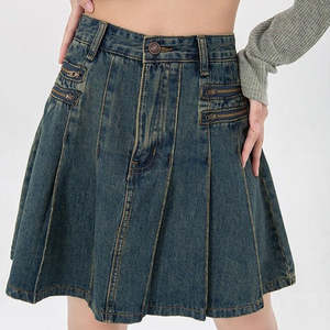 กระโปรงยีนส์คุณภาพดีที่สุดแบบใหม่ปี 2025 ขายส่ง แฟชั่นสบายๆ สไตล์วินเทจ กระโปรงยีนส์เอวสูงสำหรับผู้หญิง บริการ OEM - Product Image 5