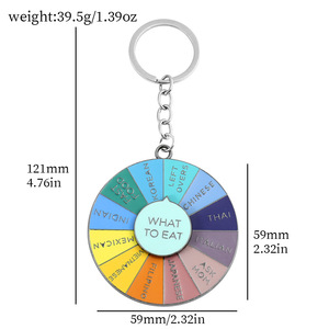Llavero Circular Creativo con Diseño de Plato Giratorio, Llavero de Metal con Esmalte para Amigos, Colgante para Bolso de Mujer - Product Image 4