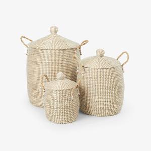 Eco Friendly Natural Bins for Kitchen Decor <b>Sea</b> <b>Grass</b> Straw Woven Trash Bin Home Organization <b>Basket</b> with Lid Customizable Sizes - Product Image 6