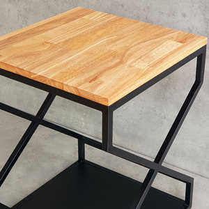 ZOX Modern Traditional Living Room Furniture <b>Sofa</b> Side <b>Table</b> STT032 Rubberwood Iron Frame Square for Interior Decoration Entry - Product Image 6