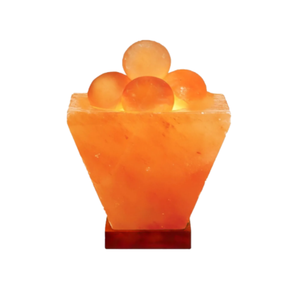 Bol à sel de l'Himalaya naturel en forme de trapèze avec des boules de massage de 1,7 pouce de rayon, lampe de désintoxication profonde et de guérison pour le spa - Product Image 2