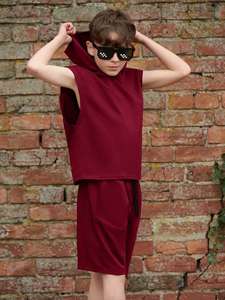Ensemble de survêtement décontracté à manches longues pour enfants, ensemble deux pièces en coton doux, jogging d'hiver, couleur marron - Product Image 3