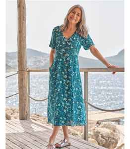 Femmes été décontracté Maxi robe Vintage Floral 100% coton manches bouffantes gland brodé Sexy tissé taille naturelle - Product Image 2