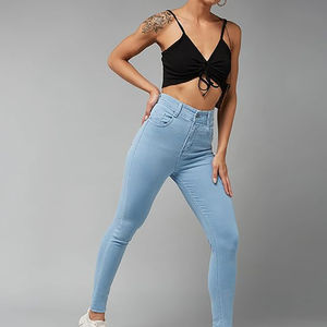 Pantalones Vaqueros de Algodón de Alta Calidad para Mujer, Pantalones Casuales de Mezclilla de Color Sólido, Pantalones de Mezclilla Transpirables de Corte Ajustado, Ropa Exterior de Mezclilla para Mujer - Product Image 5