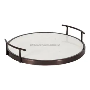 Bandeja Metálica Hecha a Mano para Uso en el Hogar, Oficina y Hotel, Bandeja Ovalada de Metal con Acabado de Lujo, Fabricada por Zahid Exports en India, Mayorista - Product Image 2