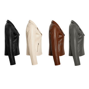 แจ็กเก็ตขี่จักรยานหนังแท้สีน้ำตาลของผู้หญิงเสื้อโค้ทหนังพียูแบบคลาสสิกสำหรับขี่มอเตอร์ไซค์มีซิปเสื้อแจ็กเก็ตแฟชั่นทรงสลิมฟิตสำหรับผู้หญิงตามสั่ง - Product Image 5