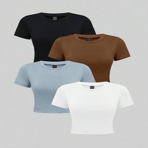 Camiseta de algodón orgánico 100% para hombre, camiseta informal OEM sostenible y ecológica, camiseta ajustada al cuerpo de lavado sólido de algodón puro para mujer - Product Image 5