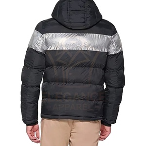 Wholesale Hooded Canvas Winter <b>Puffer</b> <b>Jacket</b> for Men Made in Pakistan Black <b>Silver</b> Color Comfortable New Arrival <b>Puffer</b> <b>Jacket</b> - Product Image 4