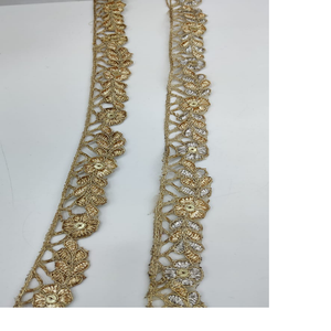 Rubans et lacets brodés à la machine sur mesure dans divers modèles et couleurs pour robes de mariée en couleur or - Product Image 1