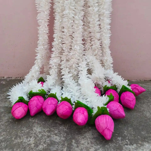 Guirlande florale en bois de sola fait main, jasmin et lotus, décoration bohème, accessoires de maison écologiques, vase mural indien bohème naturel - Product Image 1