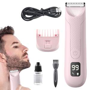 Afeitadora Eléctrica Recargable Impermeable, Recortadora de Barba de Acero Inoxidable Duradera, Pantalla LCD, Fuente de Alimentación USB, Cortadora de Pelo - Product Image 1