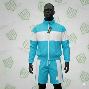 ชุดเซ็ตเสื้อแจ็คเก็ตมีฮู้ดซิปและกางเกงขาสั้นผ้าฝ้ายแท้ 100% สไตล์สตรีทแวร์สำหรับผู้ชาย ระบายอากาศได้ดี เป็นมิตรกับสิ่งแวดล้อม เหมาะสำหรับฤดูร้อน - Product Image 4