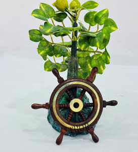 Rueda colgante de capitán pirata hecha a mano náutica (4 pulgadas), rueda de barco para decoración del hogar, volante de barco de madera para pared - Product Image 4