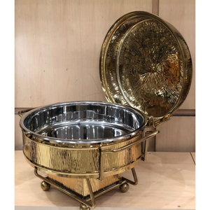 Vaisselle de chauffe-plat vintage rond plat de service alimentaire serveur de table plat de chauffe-plat pour mariage fête d'anniversaire service de nourriture - Product Image 6