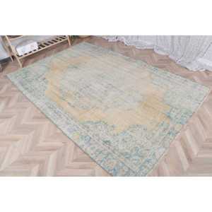 Alfombra Grande Vintage, Alfombra Turca de 5.4x8 pies, Alfombra Azul de Lana del Suroeste - Product Image 3