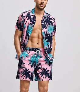 Haute qualité été hommes chemise de plage hawaïenne ensemble deux pièces avec short en flanelle taille 6XL imprimé t-shirts hawaïens - Product Image 6