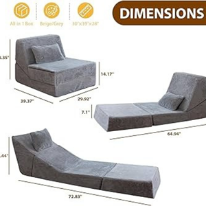 Ensemble de canapé pouf en tissu capitonné moderne, option pliable pour la maison - Product Image 1