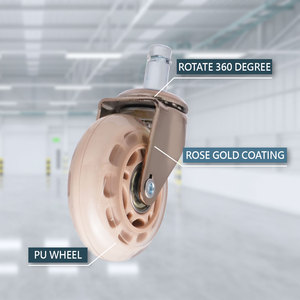 Rueda de goma PU silenciosa de 2,5 pulgadas, rueda para silla de oficina, ruedas giratorias de Vástago de acero de ajuste Universal - Product Image 3