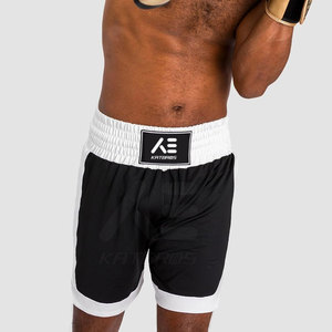 KATBROS – short de boxe pour hommes, noir et blanc, taille élastique, respirant, vêtements d'arts martiaux, coupe régulière, taille adulte - Product Image 4