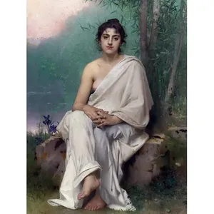 L. Perrault Girl Lake Mármol Azulejo de cerámica Mural para baño Backsplash Decoración de pared Meditación Inspiración - Product Image 1