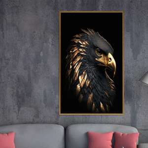 Tableau sur toile Aigle doré : Affiche imprimée d'un oiseau majestueux noir et or, TOILE ENCADRÉE DORÉE - Product Image 1