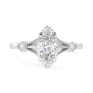 Anillo de compromiso de corte Marquesa de 1.50CT, anillo de oro blanco Vintage para mujer, anillo de diamante único, boda, promesa nupcial, regalo de aniversario - Product Image 4