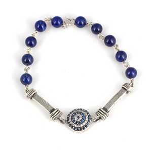 925 Sterling Silver Fine <b>String</b> <b>Bracelet</b> with Lapis Lazuli Beads - Product Image 2