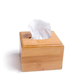 Caja de pañuelos de bambú de Color Natural de alta calidad 13x13x9 cm tipo 3 modelo 01 Huhipro ecológico hecho a mano para oficina hogar restaurante - Product Image 3