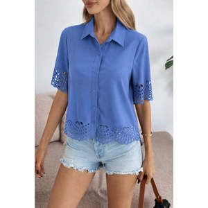 Blusa de Mujer Jane's, Manga Corta, Cuello con Botones, Estilo Dubái - Blusa Elegante e Informal para Uso Diario, Modelo 31795 - Product Image 1