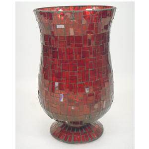 Bougeoir de couleur rouge mosaïque ouragans pour la décoration de table de noël de fête décorative à la maison - Product Image 1