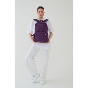 Unisex Crinkle tessuto impermeabile di grandi dimensioni Multi scomparto scuola e zaino da viaggio Rosso Collina viola
