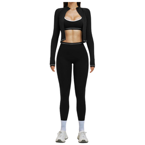 <b>Women</b> Three Piece Yoga Set Stretch Sports Bra High Waist <b>Leggings</b> Gym Fitness Running Training Sportswear Yoga Set For <b>Women</b> - Product Image 5