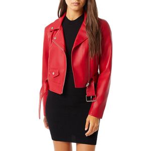 Nueva Chaqueta de Motocicleta de Cuero PU para Mujer, Cómoda y a la Moda, Color Sólido 2026, Estilo Casual Urbano, Transpirable, Tejida con Líneas - Product Image 1