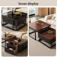Table basse et table d'appoint de style nordique, luxe léger, structure en fer traditionnelle avec plateau en verre trempé pour petits salons